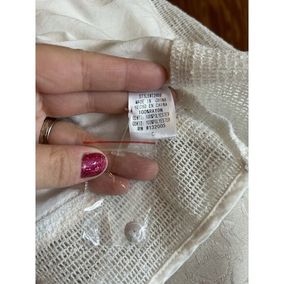 ENTRO White Blouse Eyelet Neckline Thin Boho Fairy Blouse Sz S NWOT - Picture 10 of 11